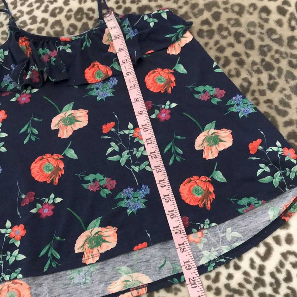 Old Navy Girls Ruffle Cami Tank Top Blue Floral size XL 14